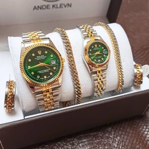 مجموعه ست ساعت رولکس – بند استیل دو رنگ، صفحه سبز369581