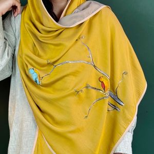 قیمت ارزان شال مزونی نقاشی شده با دست
