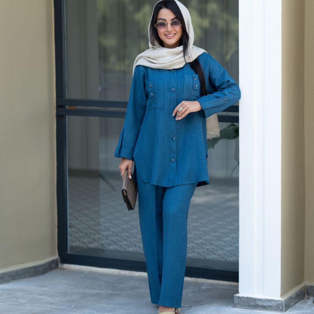 خرید اینترنتی ست تابستونی مهسا ( مانتو شلوار شانتون تا سایز 54)