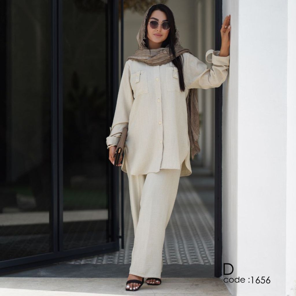 خرید آنلاین ست تابستونی مهسا ( مانتو شلوار شانتون تا سایز 54)