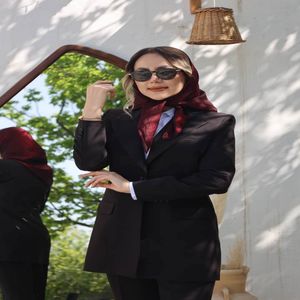 خرید اینترنتی قیمت مانتو شلوار اداری باران دخت مدل چکاوک کد 4077