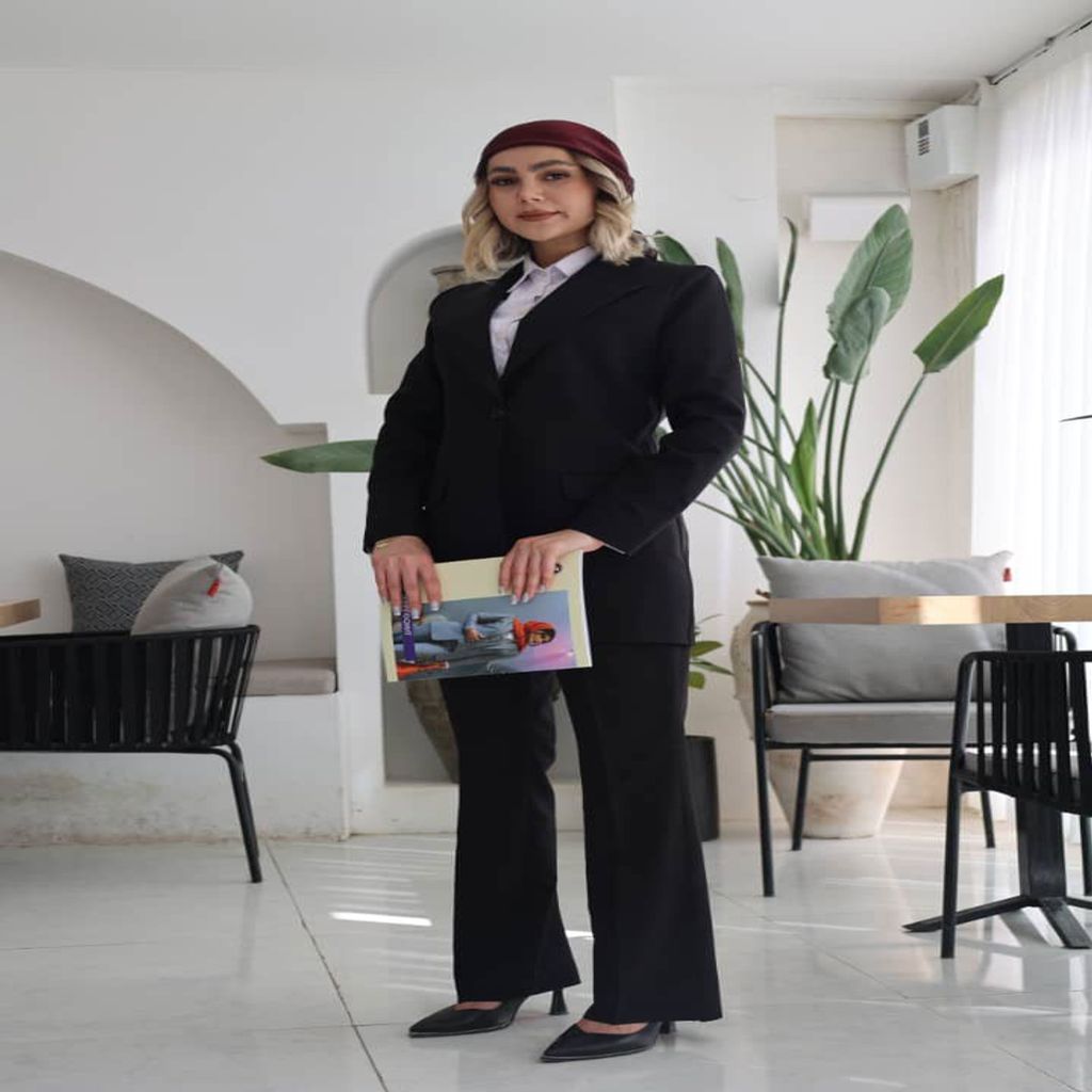 خرید اینترنتی قیمت مانتو شلوار اداری باران دخت مدل چکاوک کد 4077