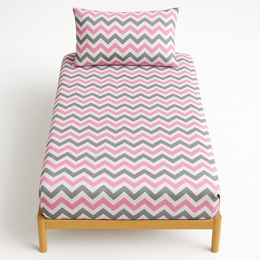 خرید انلاین ملحفه رویه تشک کشدار یک نفره زیگ زاگ 2تکه