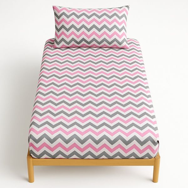 ملحفه رویه تشک کشدار یک نفره زیگ زاگ 2تکه