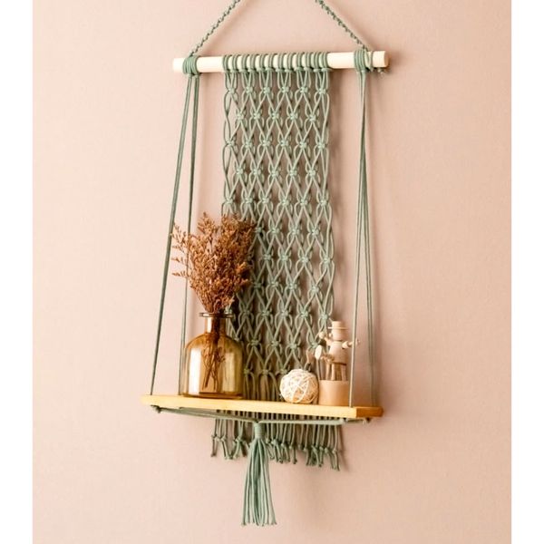 شلف چوبی مکرومه بافی طرح اکسیر