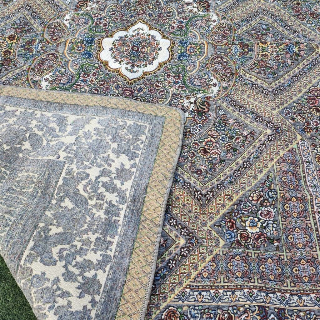 خرید اینترنتی روفرشی 12متری مخمل ابریشم کد 820طوسی