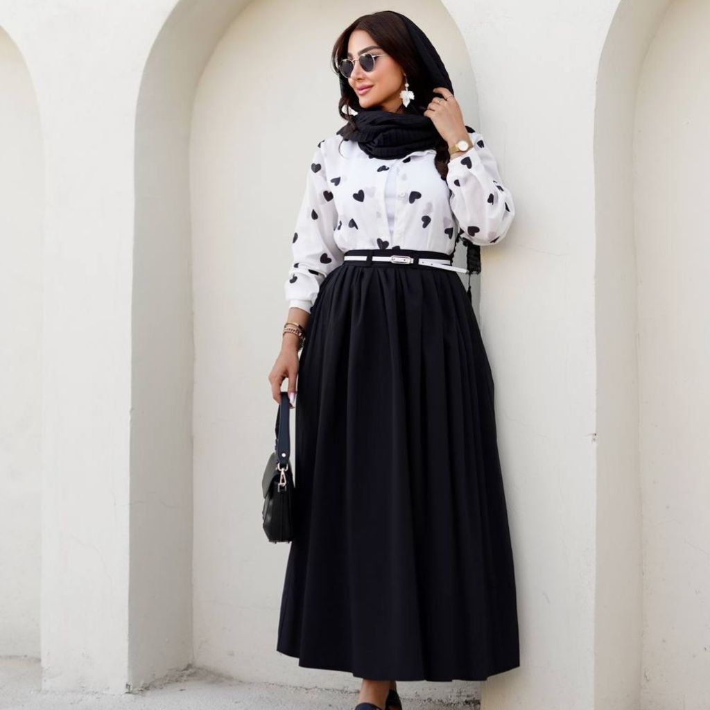 قیمت ست سه تیکه شومیز دامن کمربند زنانه قلب قلبی