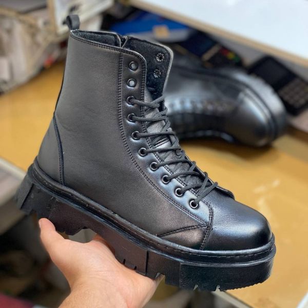 کفش بوت مردانه برشکا بغل زیپ دار رنگ مشکی