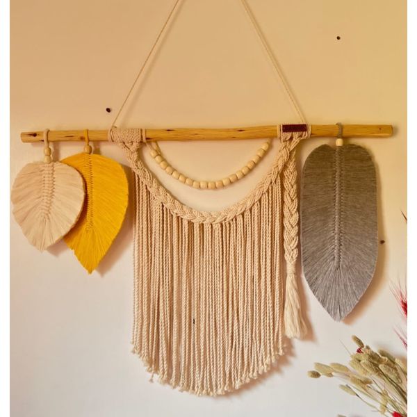 دیوارکوب برگ مکرومه اویز طرح نگارینه