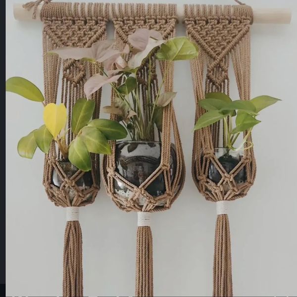 اویز گل ‌سه قلو مکرومه طرح تیمبو