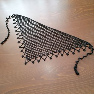 خرید انلاین مینی اسکارف، باندانا، دستمال سر، روسری کوچک زرشکی قلاببافی 0602