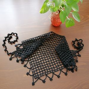 خرید آنلاین مینی اسکارف، باندانا، دستمال سر، روسری کوچک زرشکی قلاببافی 0602