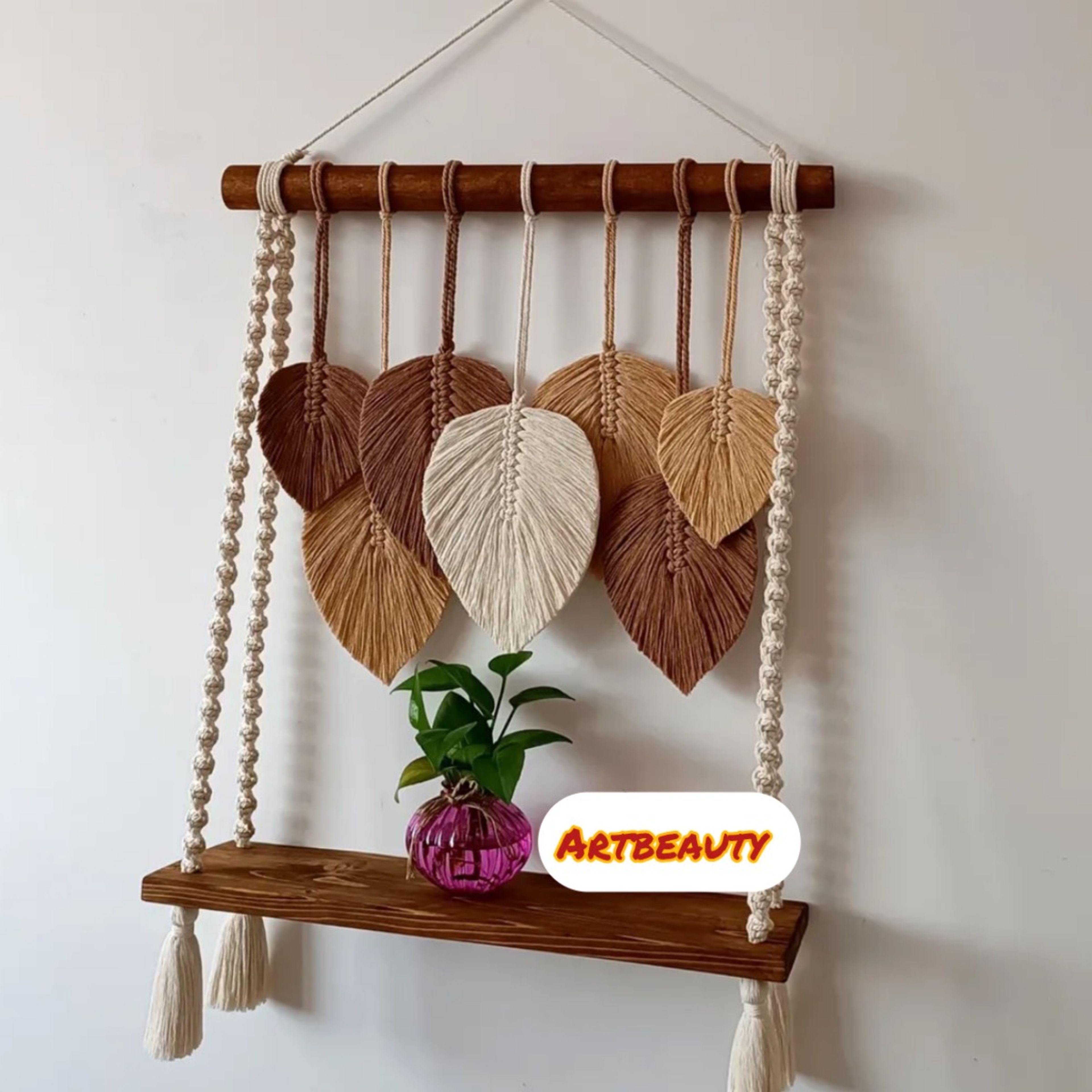 مشخصات شلف چوبی مکرومه بافی طرح هما
