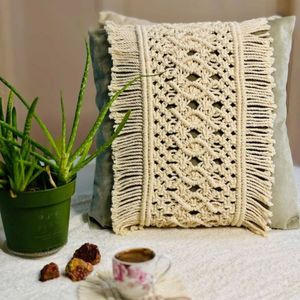 کاور کوسن مکرومه طرح لوزی دار