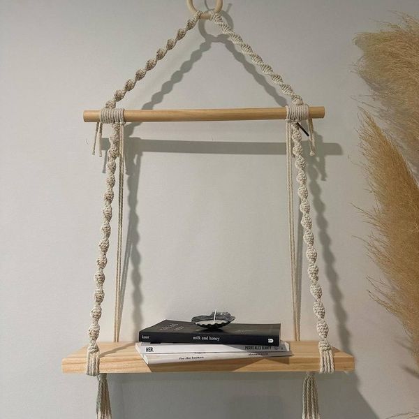 شلف چوبی مدرن مکرومه طرح سورپرایز