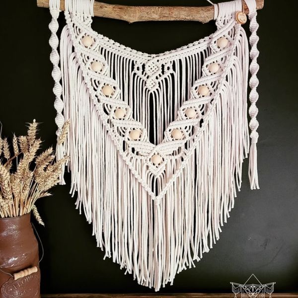 دیوارکوب با مهره چوبی مکرومه طرح شروین