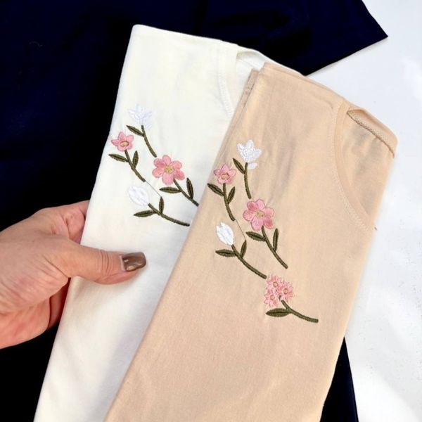 تیشرت نخ پنبه گلدوزی زنانه