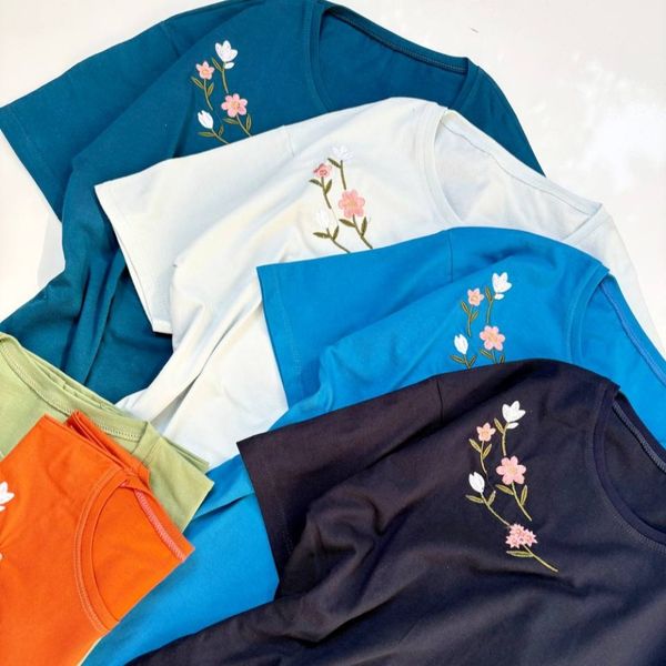 تیشرت نخ پنبه گلدوزی زنانه