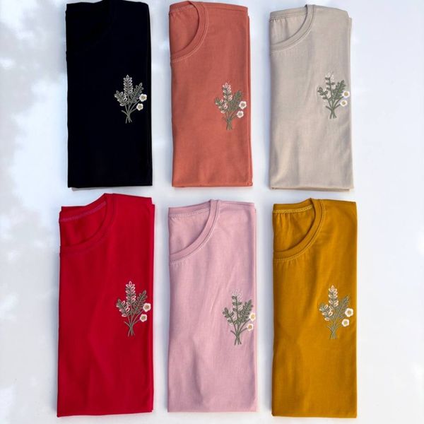 تیشرت نخ و پنبه گلدوزی زنانه