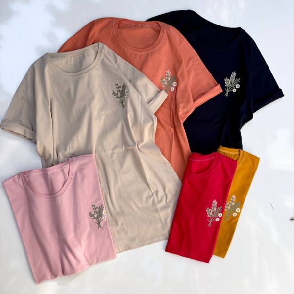 تیشرت نخ و پنبه گلدوزی زنانه