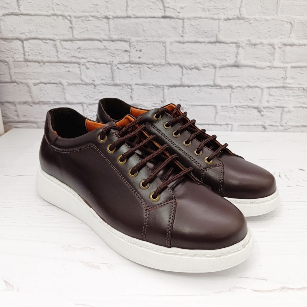 خرید آنلاین کفش مردانه ونس شیک چرم طبیعی دست دوز مدل تونی قهوه ای تیره
