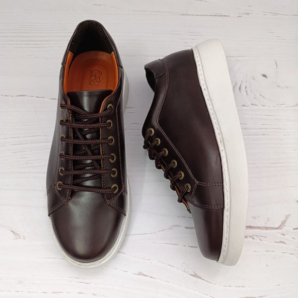 کفش مردانه ونس شیک چرم طبیعی دست دوز مدل تونی قهوه ای تیره