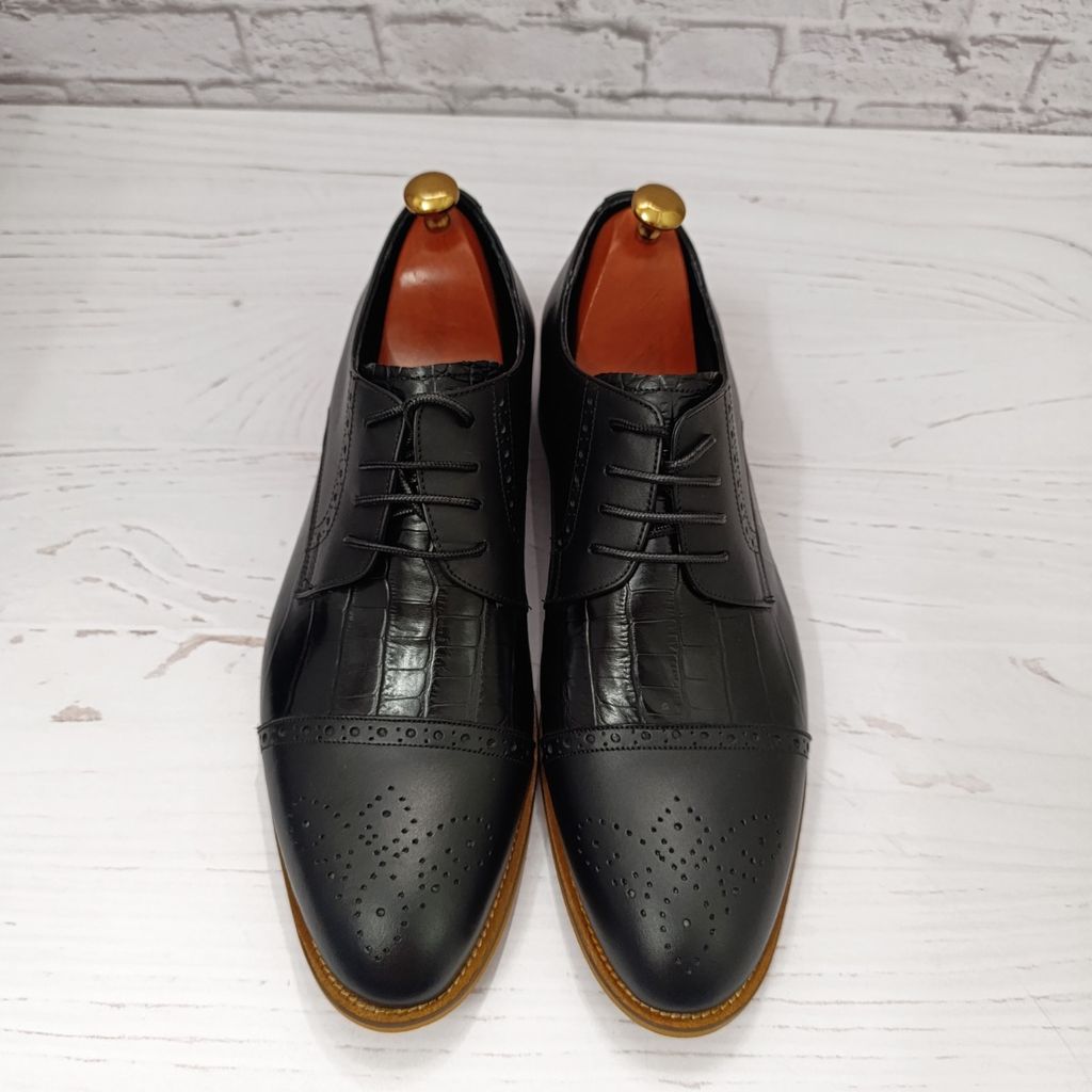 قیمت کفش مردانه مجلسی چرم طبیعی دستدوز مدل کارلو کروکودیلی مشکی