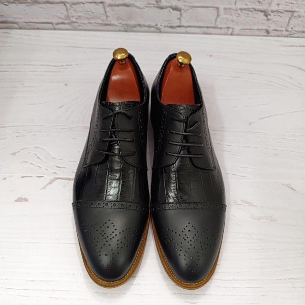 کفش مردانه مجلسی چرم طبیعی دستدوز مدل کارلو کروکودیلی مشکی