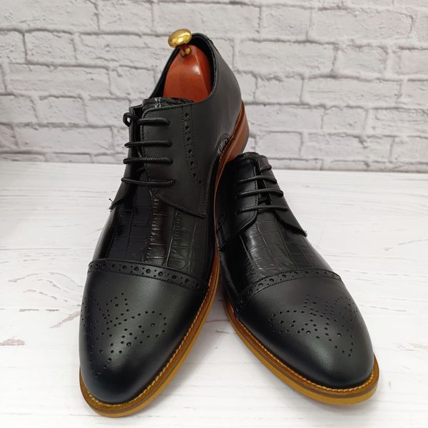 کفش مردانه مجلسی چرم طبیعی دستدوز مدل کارلو کروکودیلی مشکی