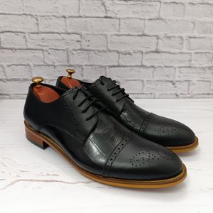 خرید آنلاین کفش مردانه مجلسی چرم طبیعی دستدوز مدل کارلو کروکودیلی مشکی