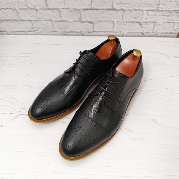 کفش مردانه مجلسی چرم طبیعی دستدوز مدل کارلو کروکودیلی مشکی