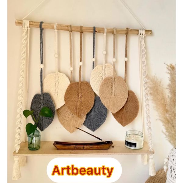 دیوارکوب شلف برگ مکرومه کاربردی طرح جولیا