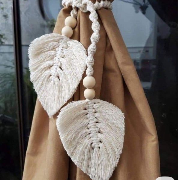 هولدر پرده مکرومه بافی مدل برگ