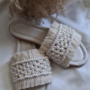 صندل مکرومه بافی مرواریدی