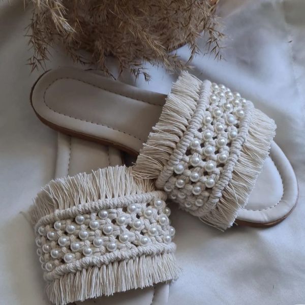 صندل مکرومه بافی مرواریدی