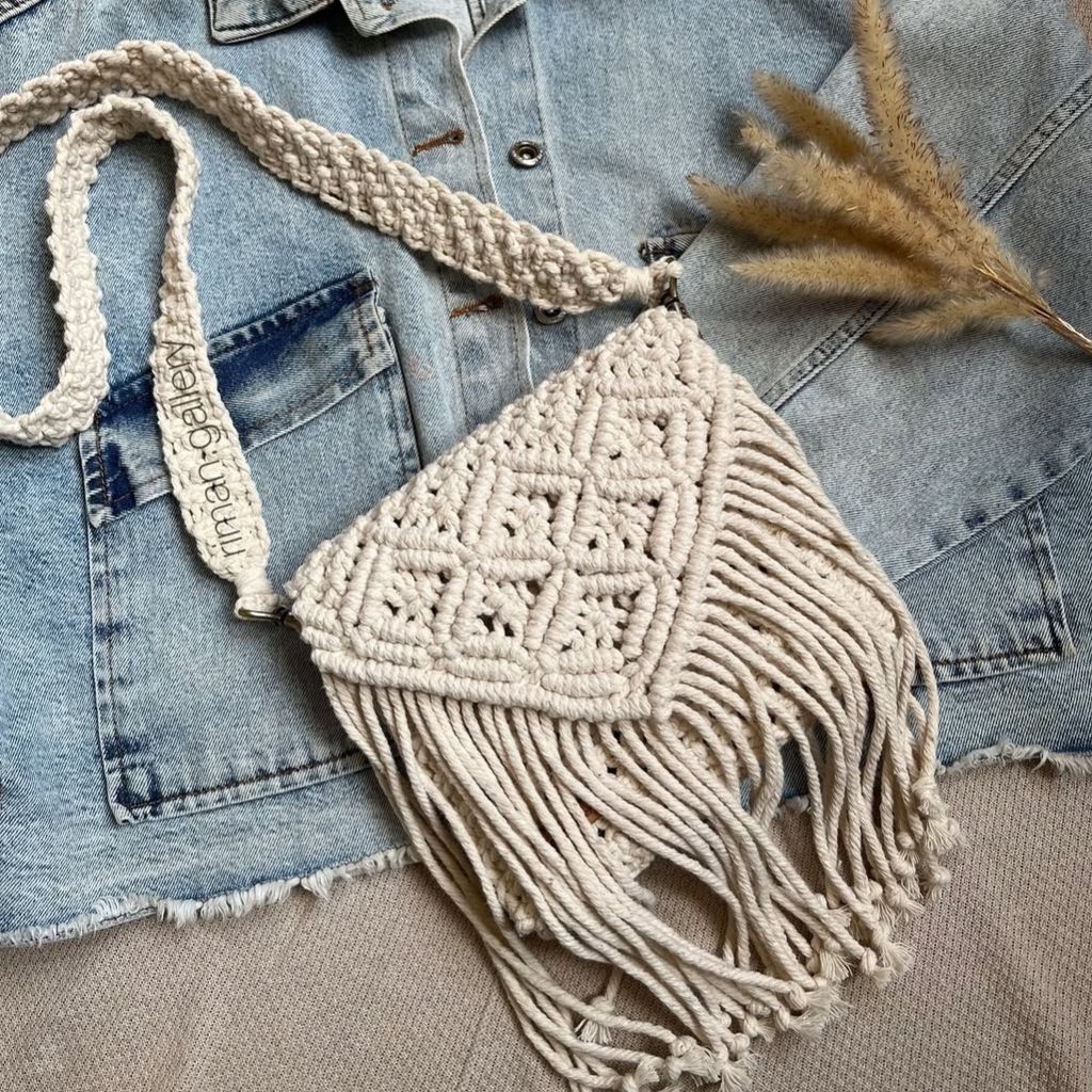 فروش اینترنتی کیف‌دوشی زنانه مکرومه بافی