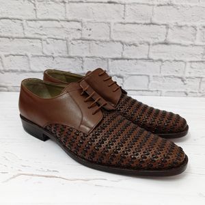 خرید آنلاین کفش مردانه زیره چرم طبیعی گاومیش مدل تیریشه بندی قهوه ای تک سایز