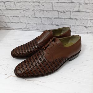 خرید انلاین کفش مردانه زیره چرم طبیعی گاومیش مدل تیریشه بندی قهوه ای تک سایز