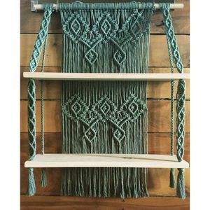 شلف چوبی دو طبقه مکرومه بافی طرح لاوین