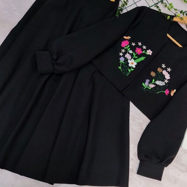 کت دامن لنین پاییزه گلدوزی حسنا