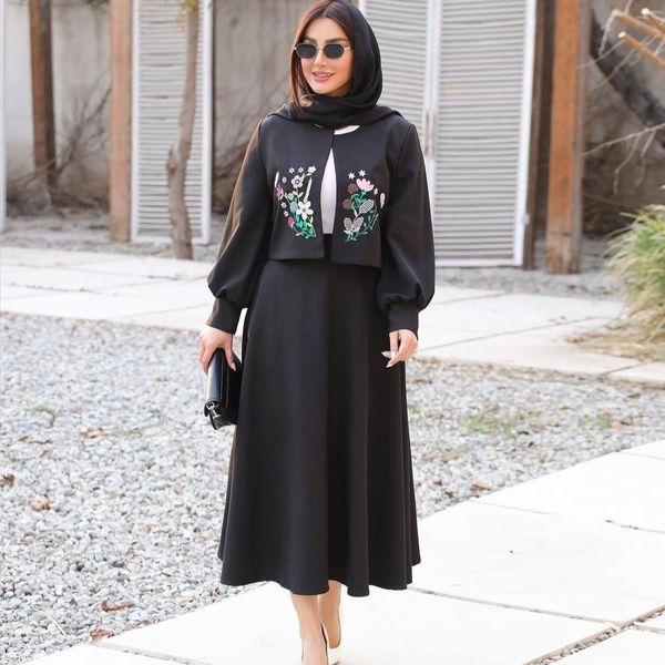 کت دامن لنین پاییزه گلدوزی حسنا