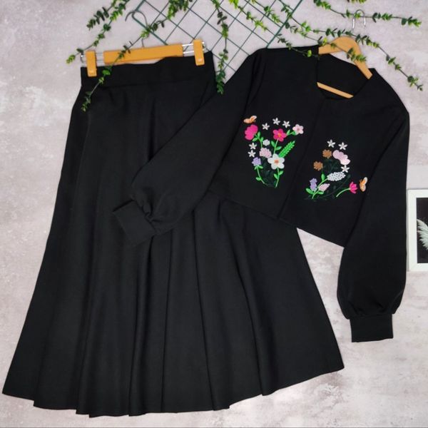 کت دامن لنین پاییزه گلدوزی حسنا