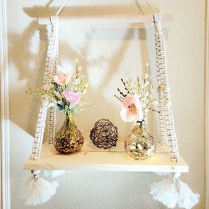 شلف چوبی کاربردی مکرومه طرح گلارا