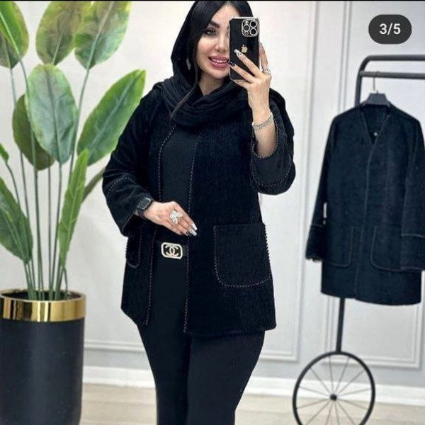 کت مخمل شنل پاییزه مرواریدی
