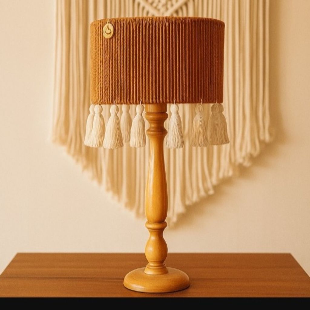 قیمت آباژور رومیزی مکرومه مدل منگوله دار