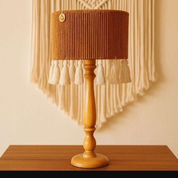 آباژور رومیزی مکرومه مدل منگوله دار