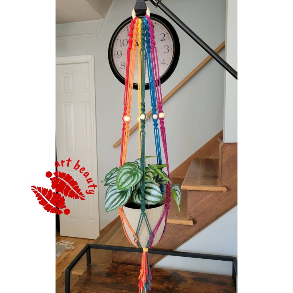 خرید اینترنتی هولدرگلدان مکرومه بافی آرت بیوتی طرح یونی کورن