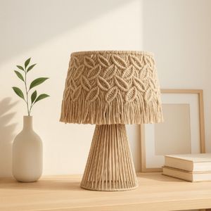 خرید اینترنتی آباژور رومیزی مکرومه پترن برگ ( رویش )