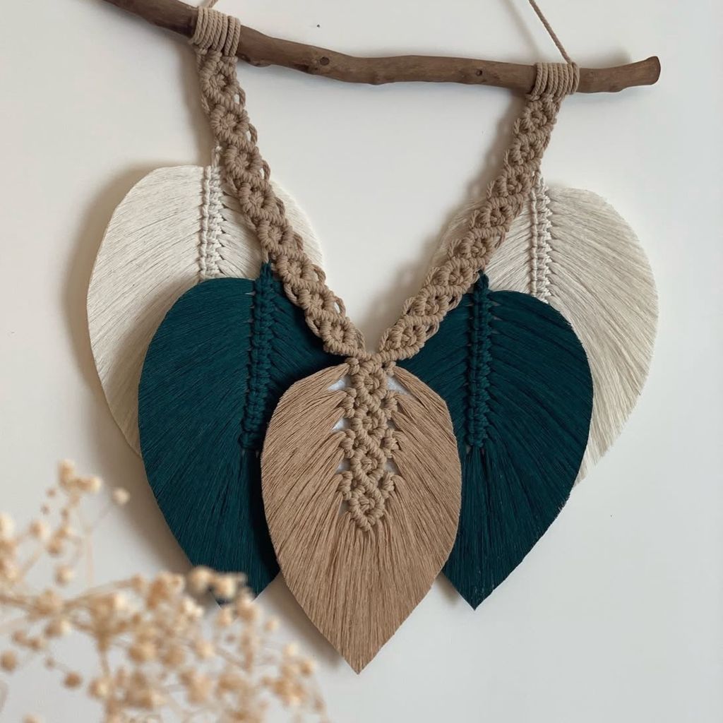 خرید اینترنتی دیوار کوب مکرومه بافی مدل برگ