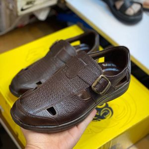 قیمت ارزان صندل چرم مردانه جلو بسته رنگ سوخته